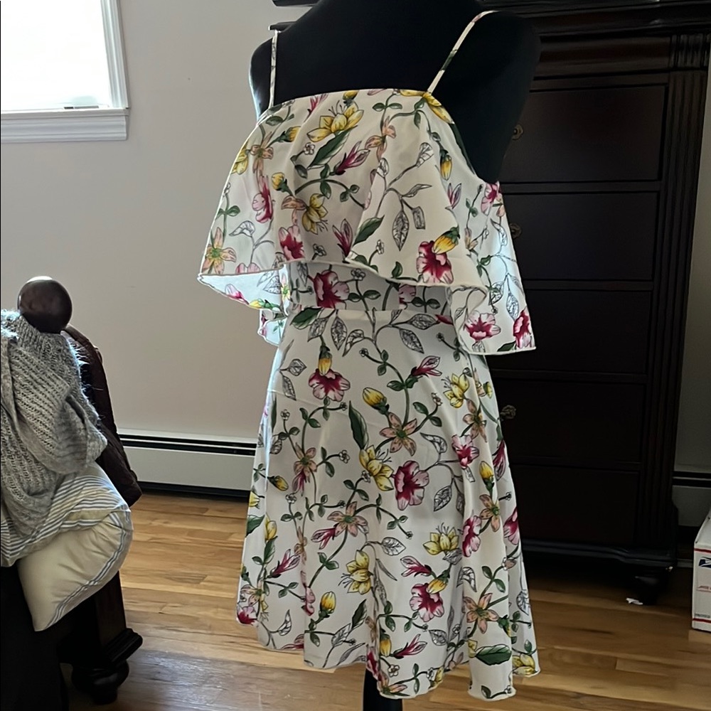 White and Yellow Ruffled Tiered Sundress